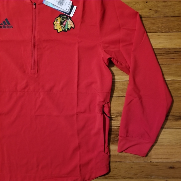 Adidas 1/4 Zip NHL Chicago Blackhawks Aeroready Pullover GI5201 Red Men's Medium - Picture 4 of 11